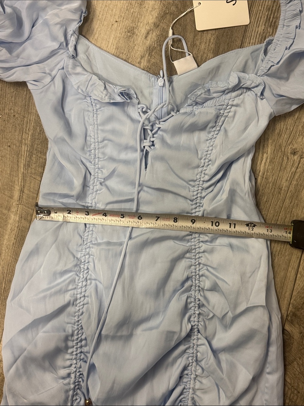 Selfie Leslie Light Blue Ruched Ruffle Sundress - Picture 4 of 8